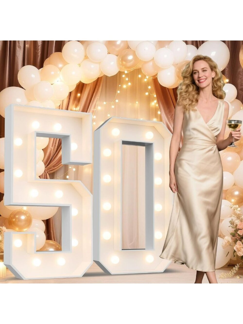 4FT Warm White LED Marquee Light Up Number 5 - Perfect for Birthday Celebrations